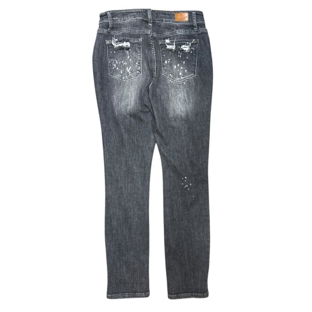 Judy Blue Boyfriend Fit Black Gray Distressed Jeans Stretch Mid Rise Denim 7/28 - Picture 5 of 8